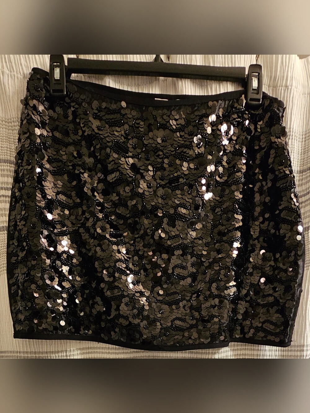 On 34th - Black Sequin & Beaded Mini Skirt -  Party Skirt- Size 14